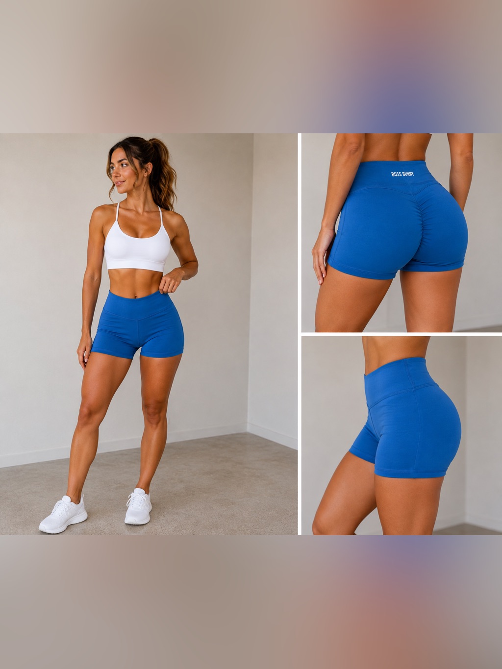 Nwt Blue Boss Bunny Women's Athletic Shorts Scrunch Butt & Butt Lifting Large